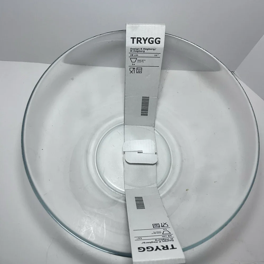 IKEA TRYGG Serving Bowl Clear Glass, 28cm Salad Dessert Popcorn Punch